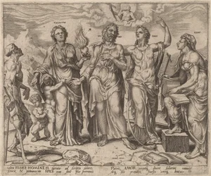 Man Assisted by Faith, Hope and Charity