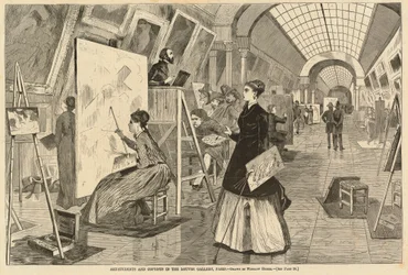 Art-Students and Copyists in the Louvre Gallery, Paris