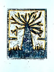Abstract Woodcut Tree