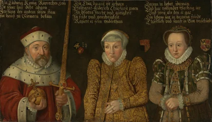 Portrait of Elector Frederick III of the Palatinate (1515-1576) with Wives Maria of Brandenburg-Kulmbach and Amalia of Neuenar
