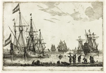 Four Sailing Vessels in a Breakwater, from Thirteen Naval Scenes