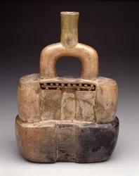 Stirrup-spout vessel in the form of a temple, Early Horizon, c.900-200 BC