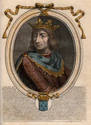 Portrait of Saint Louis IX, King of France. Engraving from 