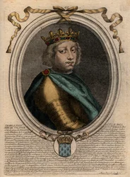 Portrait of Charles IV the Bel (1294-1328), King of France - engraving from 