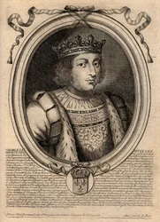 Portrait of Charles V the Sage (1338 - 1380) - Charles V the wise or Charles V the Sage, King of France from the House of Valois - engraving from 