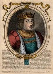 Portrait of Charles V the Wise, King of France - engraving from 