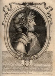 Portrait of Childeric II, King of the Francs from 670 to 673 - engraving from 