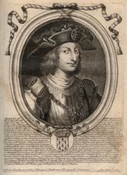 Portrait of Clovis II, King of the Francs (c.633-657) - engraving from 