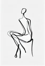 Sitting Woman One Line Drawing Silhouette