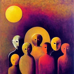 Abstract Crowd with Expressive Faces