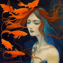 Abstract Beautiful Girl and Sea Mermaid