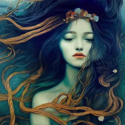 Girl with Hair Dancing in the Wind