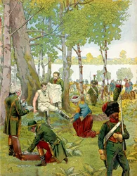 Napoleon I Bonaparte on the island of Lobau before the Battle of Wagram