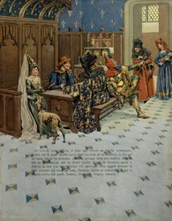 Birth of Louis (then King of France Louis XI called the Prudent). He is present to his father King Charles VII
