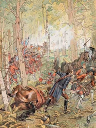 George Washington at the Battle of Monongahela (July 9)