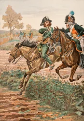 Outfit of French Troops at All Times: Cavalier Vendeen and Piqueur on the Horse of the Germanique Legion (1793), Private Collection