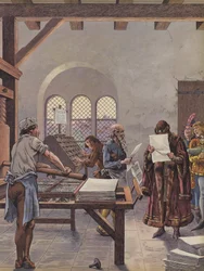 King Louis XI Reading a Document Printed on a Press